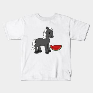 Horse with Watermelon Kids T-Shirt